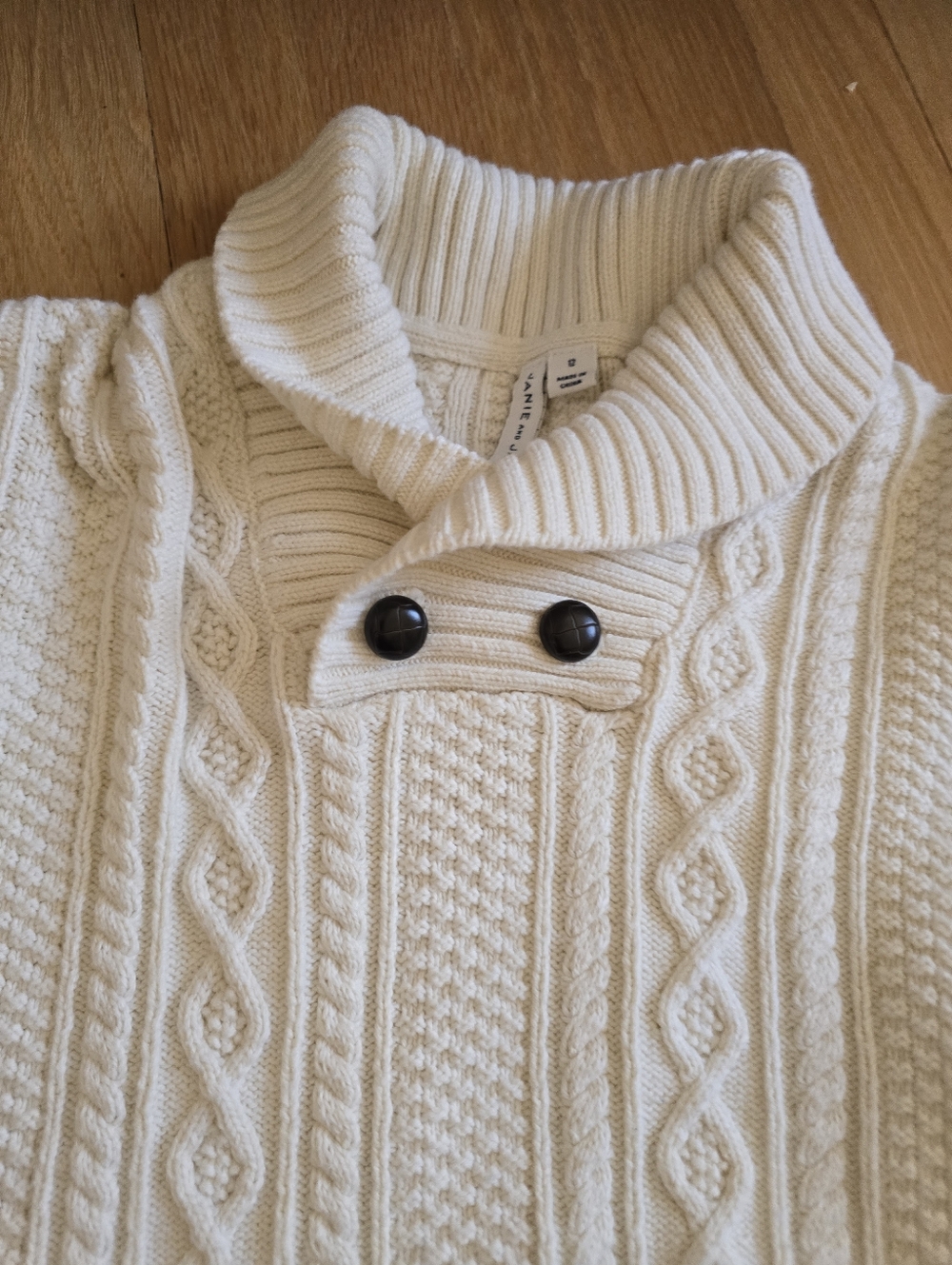 Janie And Jack Cream Cable-Knit Shawl Collar Sweater Sz 169 - Picture 3 of 5